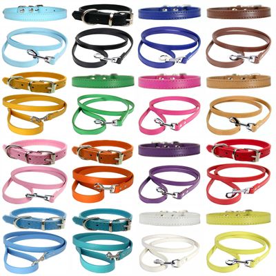Vibrant Leather Dog Collar and Leash Set for Puppies and Dogs, S, M, L (XS 20 cm - 26 cm Neck), Dark Brown