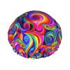Reusable Waterproof Shower Cap for Women with Long Hair view 1