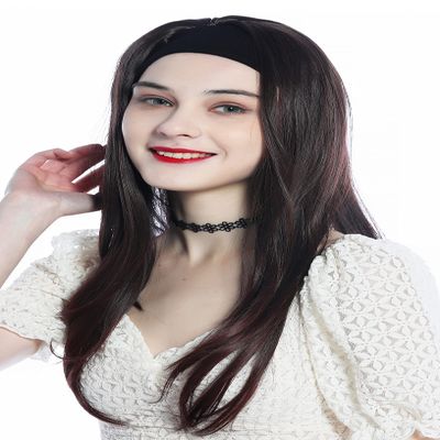 WIG ME UP H9306-2T33 Long Straight Half Wig with Headband, Mahogany Brown Mix, 65 cm