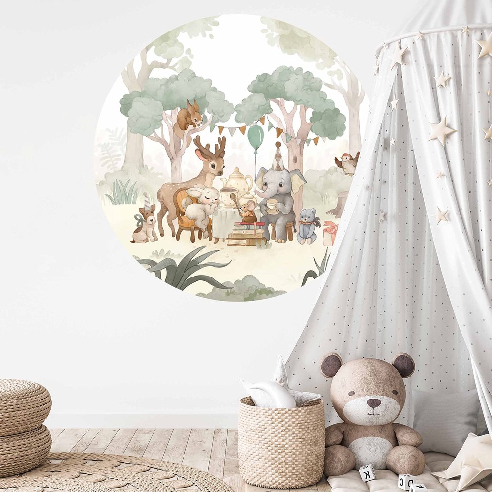 WANDKIND Forest Animals Round Wall Decal for Kids’ Rooms, 40 x 40 cm