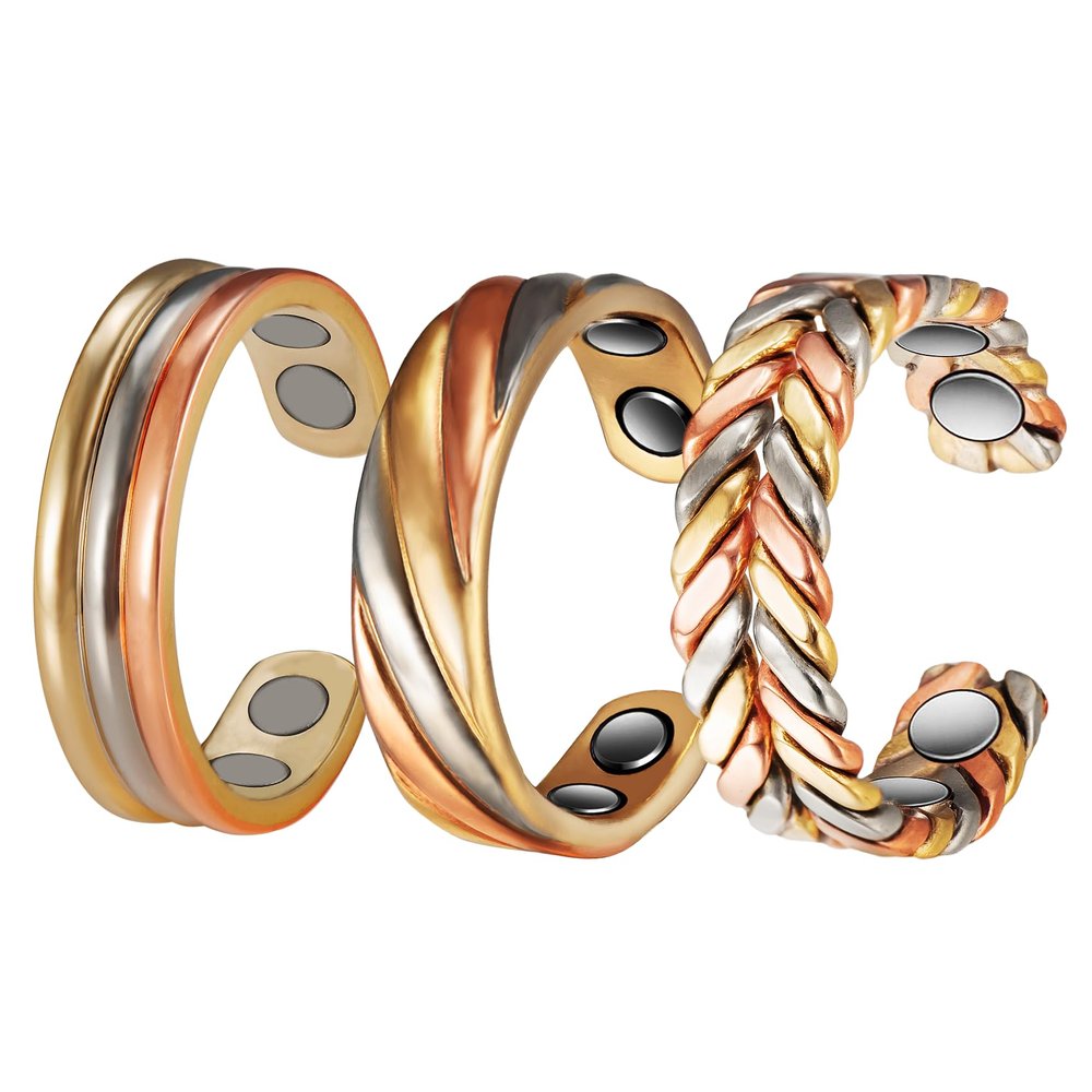 3X-4 Strong Magnetic Arthritis Copper Rings for Women, 3500 Gauss