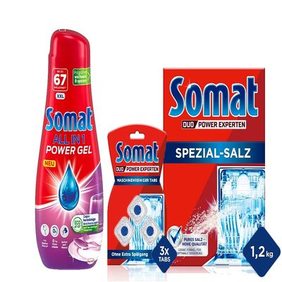 Somat All in 1 Power Gel, Dishwasher Cleaner Tabs & Special Salt Set