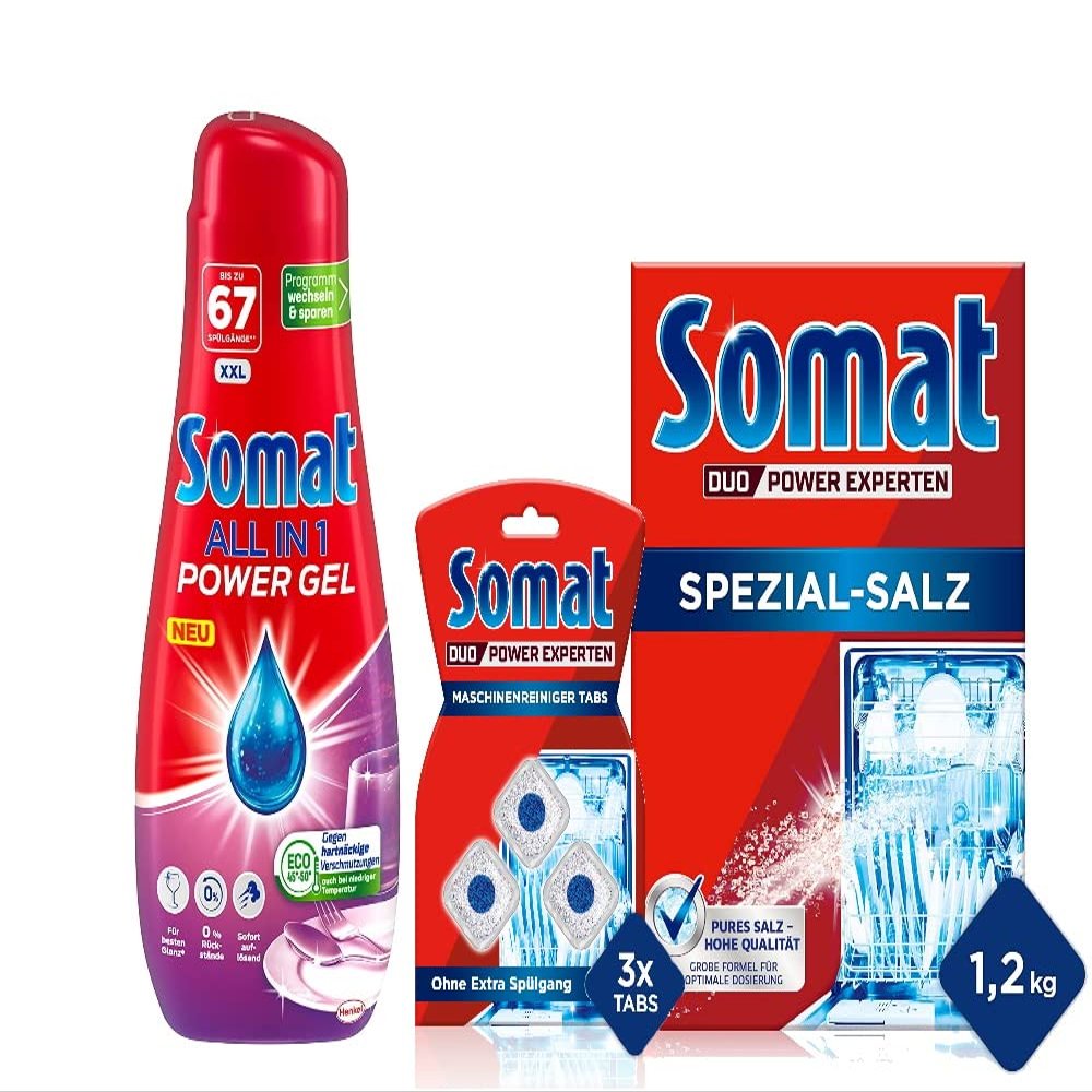 Somat All in 1 Power Gel, Dishwasher Cleaner Tabs & Special Salt Set