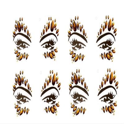 Gold Face Glitter Jewel Stickers, 4-Piece Set BF1012