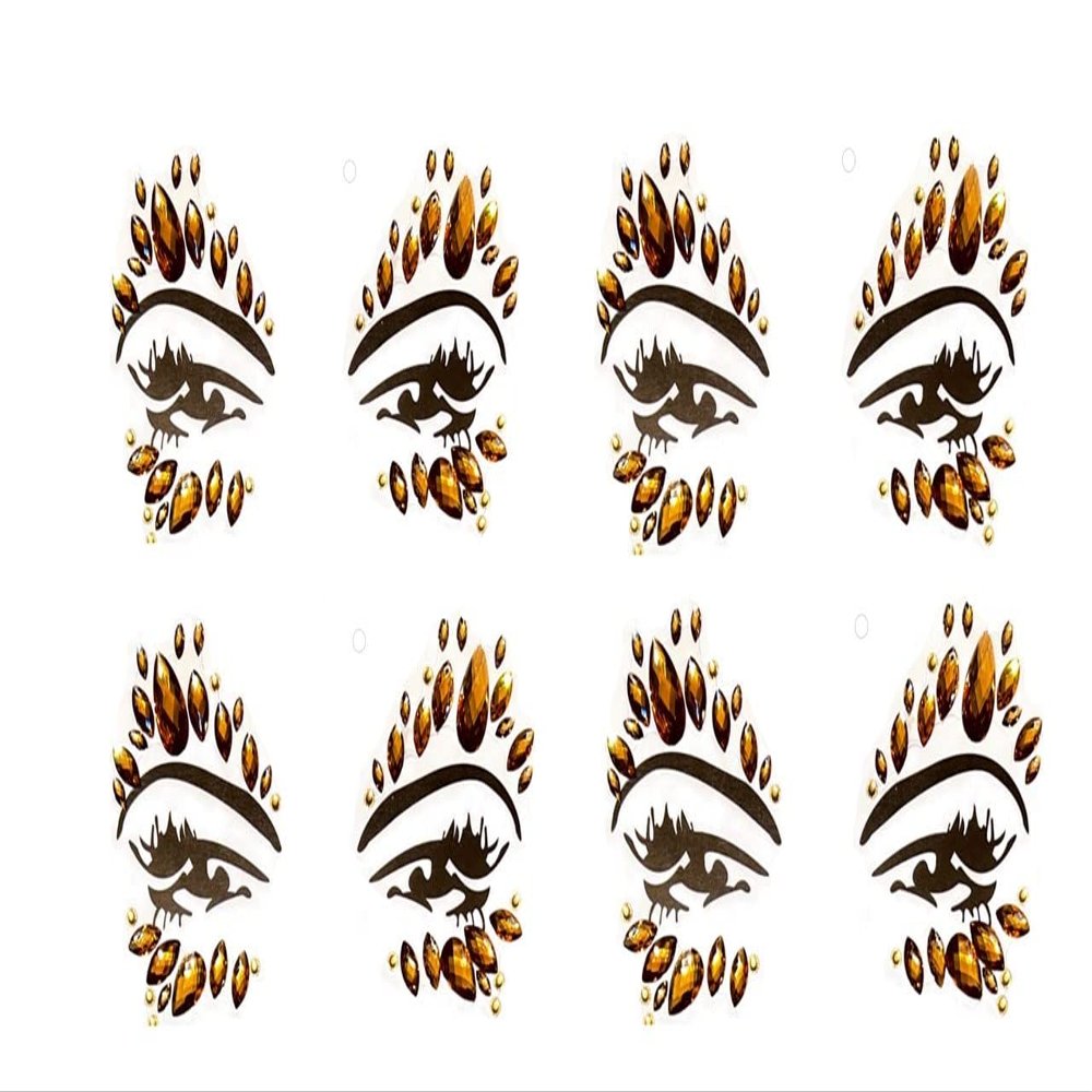 Gold Face Glitter Jewel Stickers, 4-Piece Set BF1012
