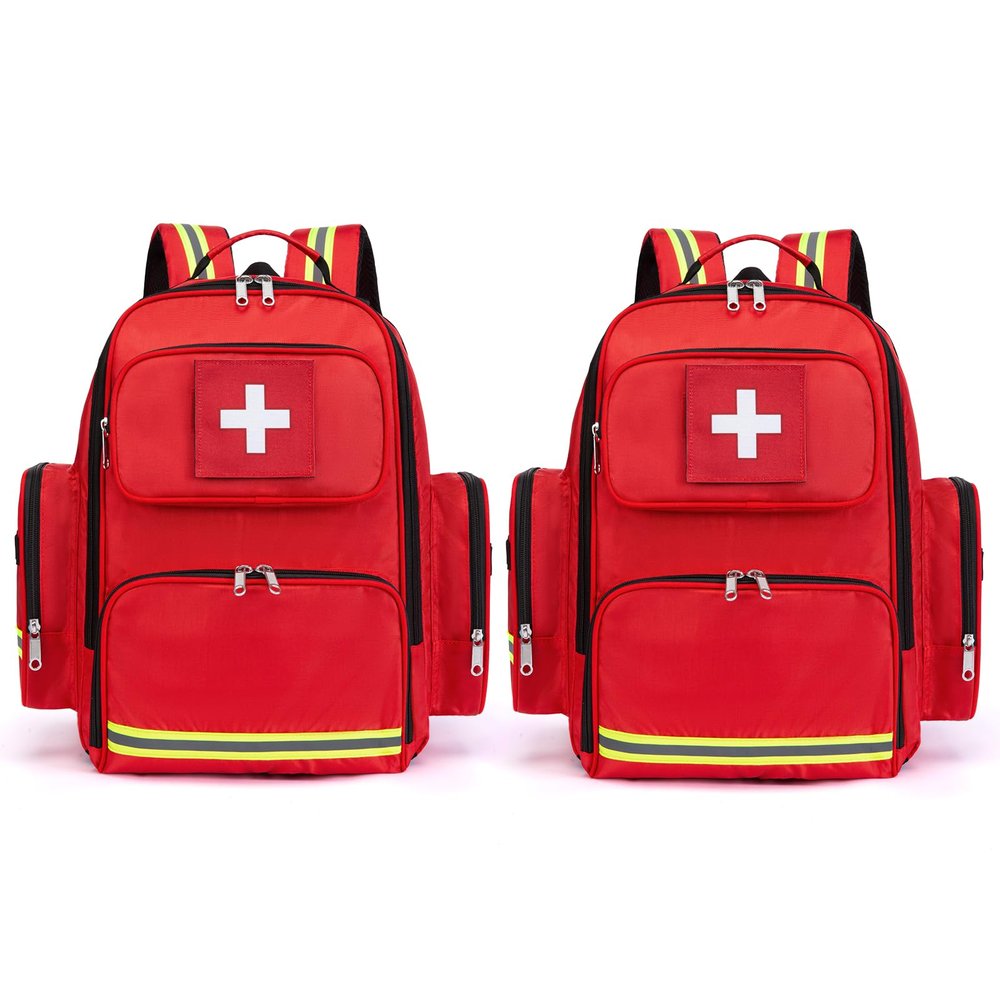 Gatycallaty First Aid Backpack, Medical Emergency Backpack for Home, Hiking, Travel, Camping, Red/Getaway Solids, Large