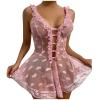 SKFLABOOF Women's Latex Lingerie Set, Fishnet Top, Latex Bodysuit and Lingerie Dress view 1