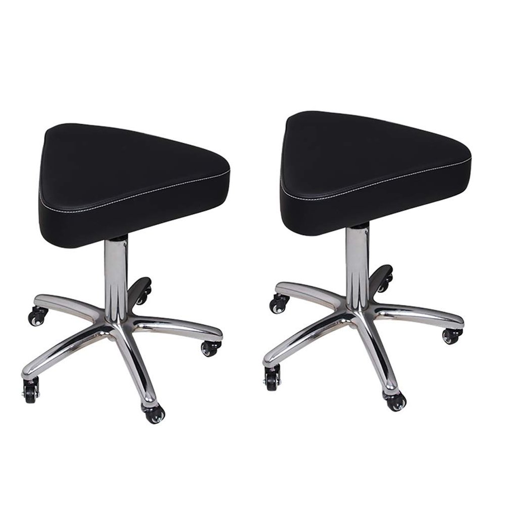 ZLCO Hydraulic Rolling Stool, Sturdy, Height-Adjustable, 360° Swivel, Black, Set of 2
