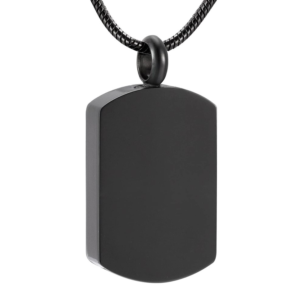 ZEZILE Dog Tag Cremation Pendant Pet Memorial Jewelry Ash Keepsake (Black) + Free 20-Inch Chain + Filling Kit