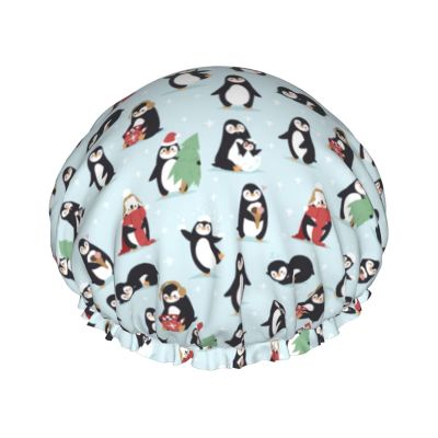 Cute Penguin Reusable Double-Layer Shower Cap