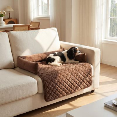 OKYUK Dog Bed Cushion, Sofa Protector, Washable Handmade Dog Mat, Coffee, 90 x 90 cm