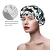 Ukulele-Pattern Shower Cap for Women, Reusable Double-Layer Cap with Elastic Band for Long Hair, Adults and Children view 4