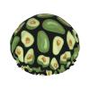 Avocado-Pattern Shower Cap for Women, Reusable, Double-Layer, for Long Hair, Adults and Children view 1