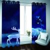 2-Piece Blackout Curtain Set, Blue Starry Sky Deer Pattern view 2