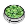 Leaves Plants Printed Round Pill Box, Portable Travel Medicine Case with 3 Compartments view 2