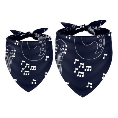 2-Pack Dog Bandanas with Guitars and Musical Notes on Black