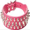 haoyueer Dog Collar, Soft PU Leather, Mushroom and Stud Details, Adjustable, Hot Pink, XS view 1