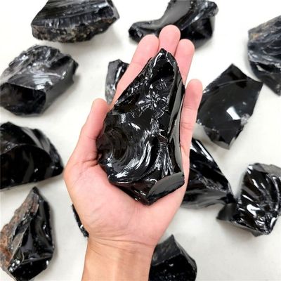 WGPHD Natural Black Obsidian Raw Crystal Quartz Original Ore Energy Repair Gemstone (Size: 4–5 kg)