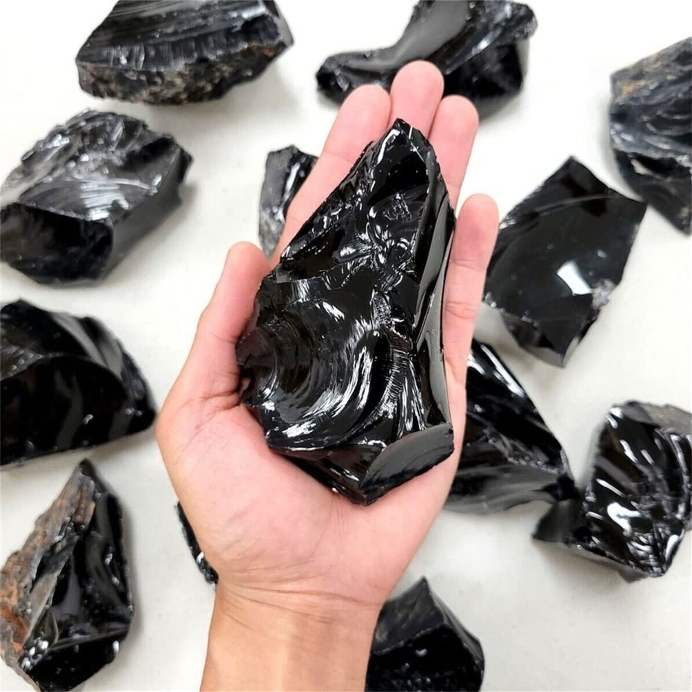 WGPHD Natural Black Obsidian Raw Crystal Quartz Original Ore Energy Repair Gemstone (Size: 4–5 kg)