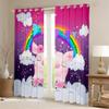 Cartoon Pig Curtains for Kids, Rainbow Cute Animal Galaxy Star Nebula Ombre, 2 Panels view 2