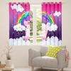 Cartoon Pig Curtains for Kids, Rainbow Cute Animal Galaxy Star Nebula Ombre, 2 Panels view 3