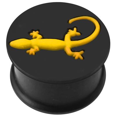 AZARIO LONDON Silicone Ear Plug and Tunnel, Embossed Yellow on Black, Double-Flared, 5/8 Inch (16 mm), Sold Individually