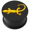 AZARIO LONDON Silicone Ear Plug and Tunnel, Embossed Yellow on Black, Double-Flared, 5/8 Inch (16 mm), Sold Individually view 1