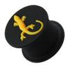 AZARIO LONDON Silicone Ear Plug and Tunnel, Embossed Yellow on Black, Double-Flared, 5/8 Inch (16 mm), Sold Individually view 2