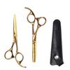 Professional Hair Cutting Scissors Set, 5.5-Inch Stainless Steel Barber Shears with Leather Case, Gold view 1