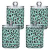 Quteprint 4-Piece Q-Tip Holder Dispenser Set, Leopard Print Transparent Plastic Jars for Cotton Swabs, Floss, Hair Clips and Makeup Sponges view 2