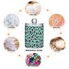 Quteprint 4-Piece Q-Tip Holder Dispenser Set, Leopard Print Transparent Plastic Jars for Cotton Swabs, Floss, Hair Clips and Makeup Sponges view 4