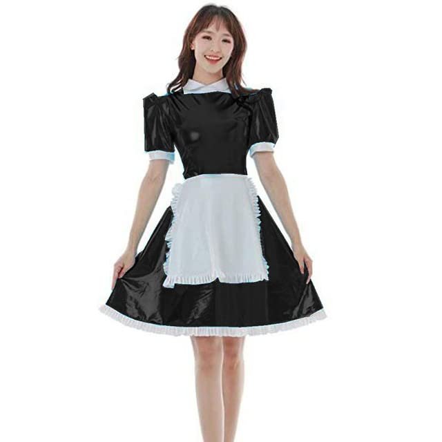 JQYTEN Halloween Sissy French Costume for Women, Gothic Lolita Dress, Sexy Anime Cosplay Short-Sleeve Maid Uniform, Plus Size