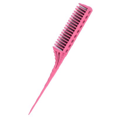 Teasing Comb, Hair Styling and Sectioning Comb, 3-Tier, Antistatic, Pink