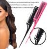 Teasing Comb, Hair Styling and Sectioning Comb, 3-Tier, Antistatic, Pink view 4