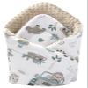 Medi Partners Minky Cotton Swaddle Blanket, 75 x 75 cm, Mint Zoo with Beige Minky view 1
