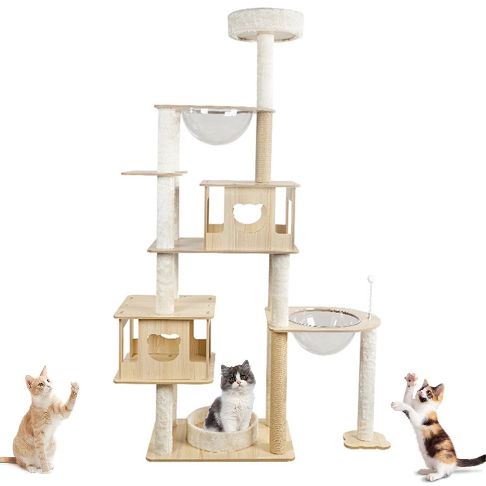 xixi-home 178 cm Cat Tree, Multi-Level Tower with Cat House and Scratching Posts for Small to Medium Cats and Kittens (MH3)