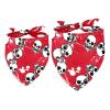 2-Pack Dog Bandanas, Grunge White Skull on Red Background, for Small, Medium, and Large Dogs, Puppies, and Cats view 1