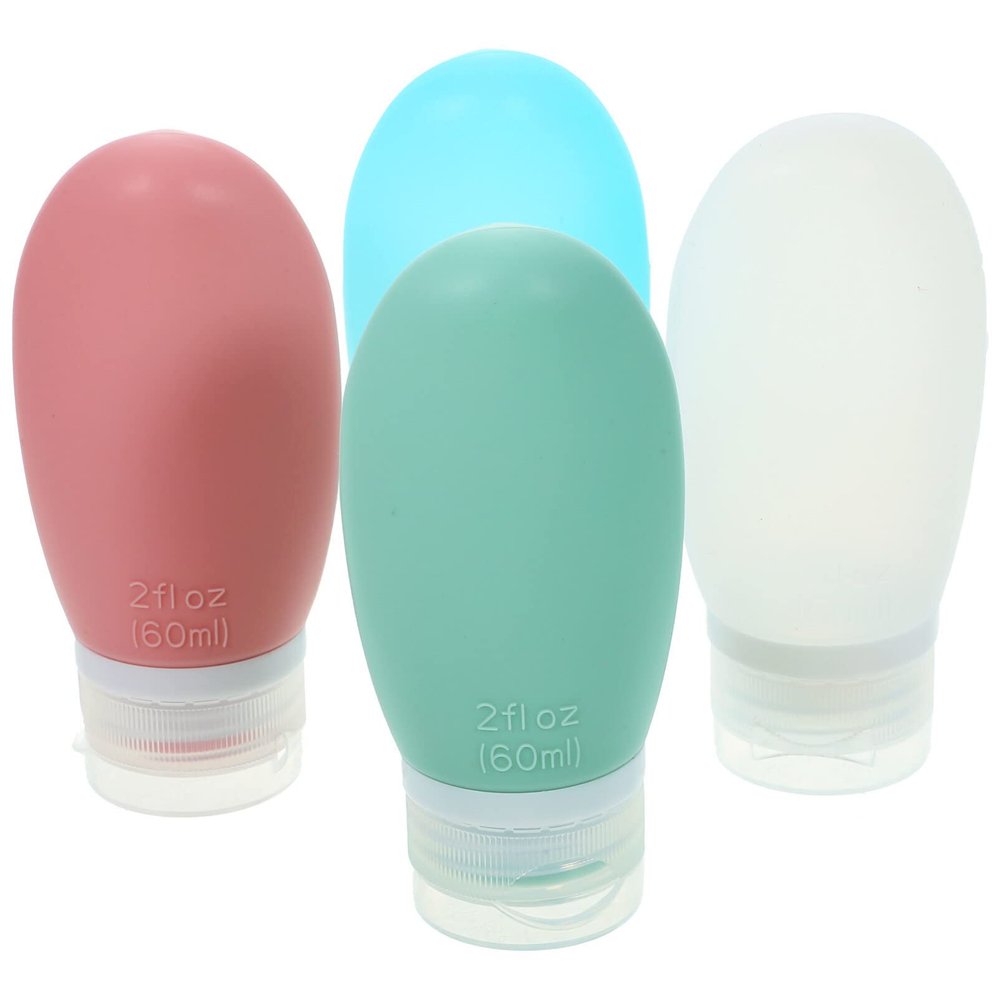 Alipis 4-Piece Travel Bottles for Toiletries, Flexible Squeeze Bottles for Shampoo, Conditioner, Lotion, and Makeup, Leakproof and Reusable