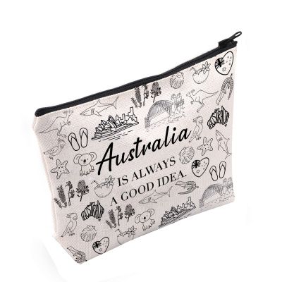 FUNYSO Australia Landmarks Makeup Bag, Off-White, Multifunctional, Water-Resistant, Unisex