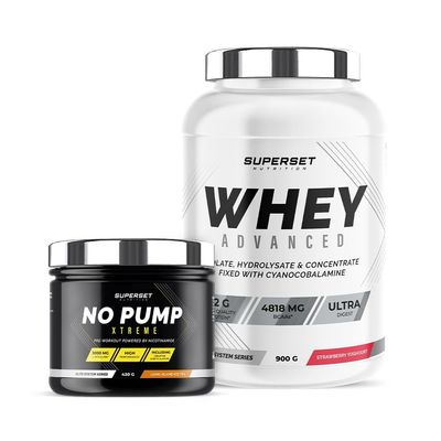 Superset Nutrition Energy Fitness Program – 100% Whey Protein Advanced 900 g Cookies & No Pump Xtreme Mojito