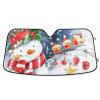 Watercolor Snowman Cute Bird Snowflake Car Windshield Sunshade view 1