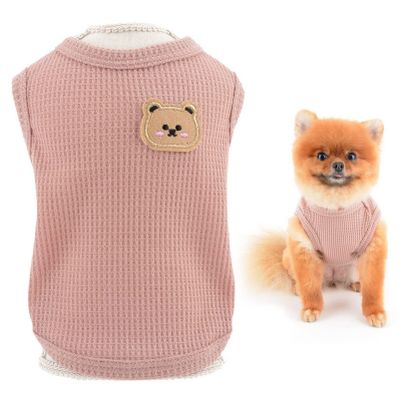 SMALLLEE_LUCKY_STORE Cute Waffle Knit Tank Top for Small Dogs & Cats