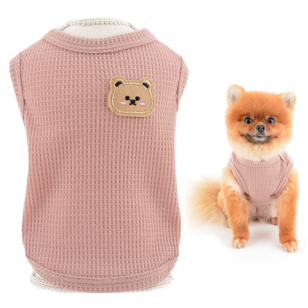 SMALLLEE_LUCKY_STORE Cute Waffle Knit Tank Top for Small Dogs & Cats