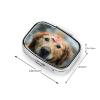 Square Pill Box with 2 Compartments, Happy Dog in Rain Design, for Purse, Wallet, Medicine, Tablets and Vitamins view 3