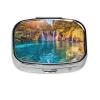 Nature Landscape Square Pill Box with 2 Compartments, Portable Cute Pill Organizer for Purse or Wallet view 1