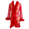 ZLZNX Women's Sexy Feather Tulle Lingerie Set, Nightgown and Robe, 003, XL view 1