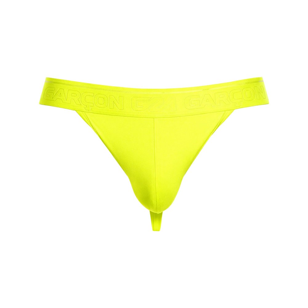 GARON - Men's Thong Underwear - Neon Yellow Thong - 1x Size L