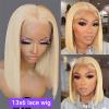 613 Blonde Bob Lace-Front Wigs with Wavy Ends, Human Hair view 4