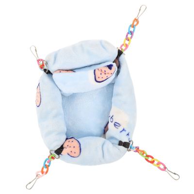 BCOATH Hanging Hamster Bed for Cages, Warm Flannel, Blue