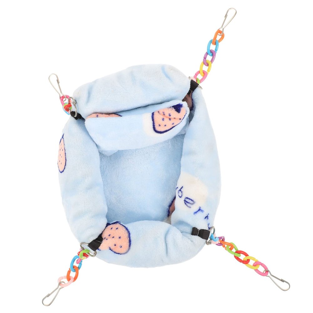 BCOATH Hanging Hamster Bed for Cages, Warm Flannel, Blue
